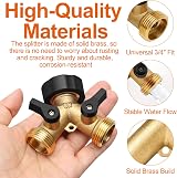 Yoicn Lth Brass Hose Splitter 2 Way with Individual On Off Valves 3/4 view 3