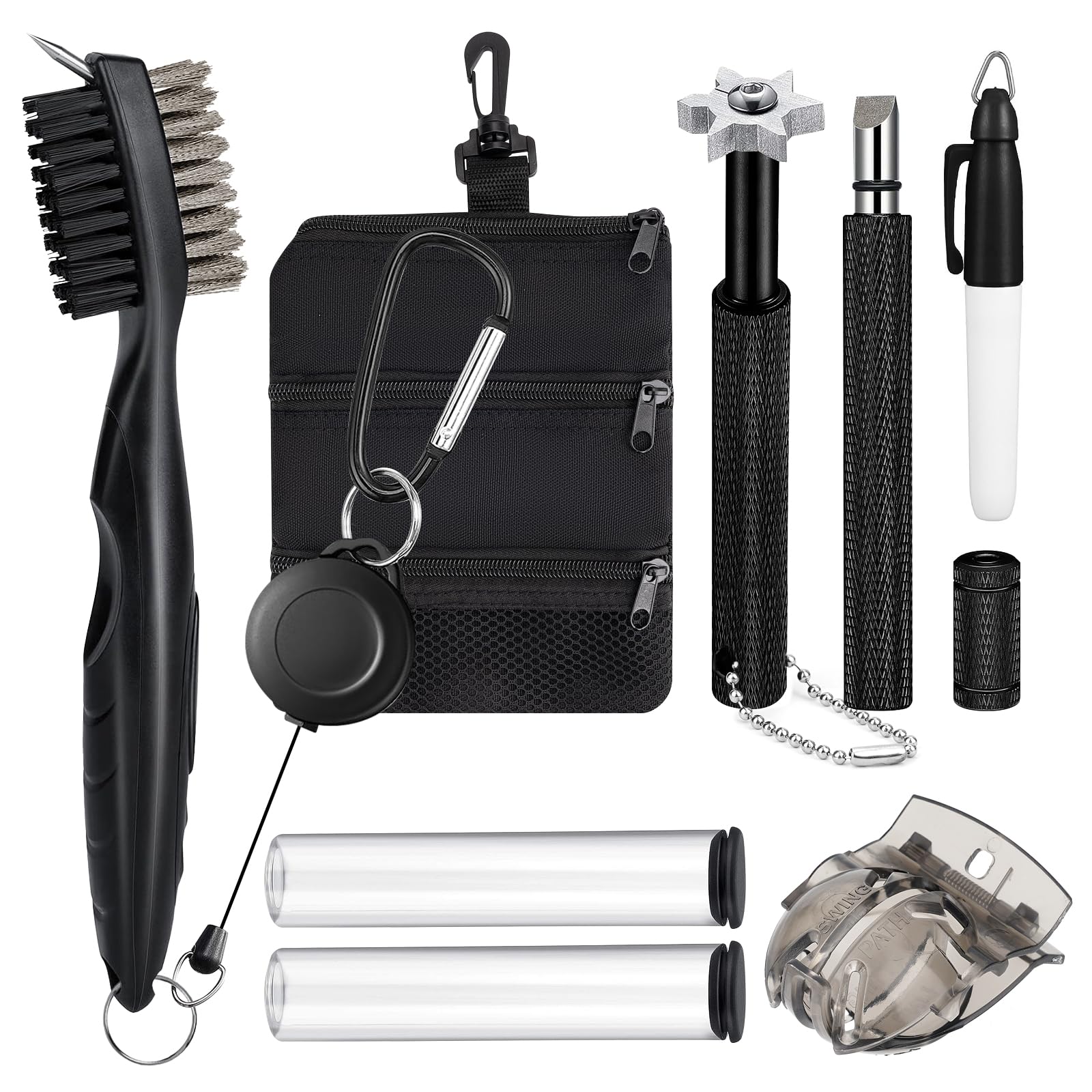 Leikedun 6 Pack Golf Club Cleaner Kit, Including Golf Club Cleaner Brush, Golf Club Cleaning Bag, Golf Club Groove Sharpener, Portable Golf Cleaning Kit Golf Accessories for men