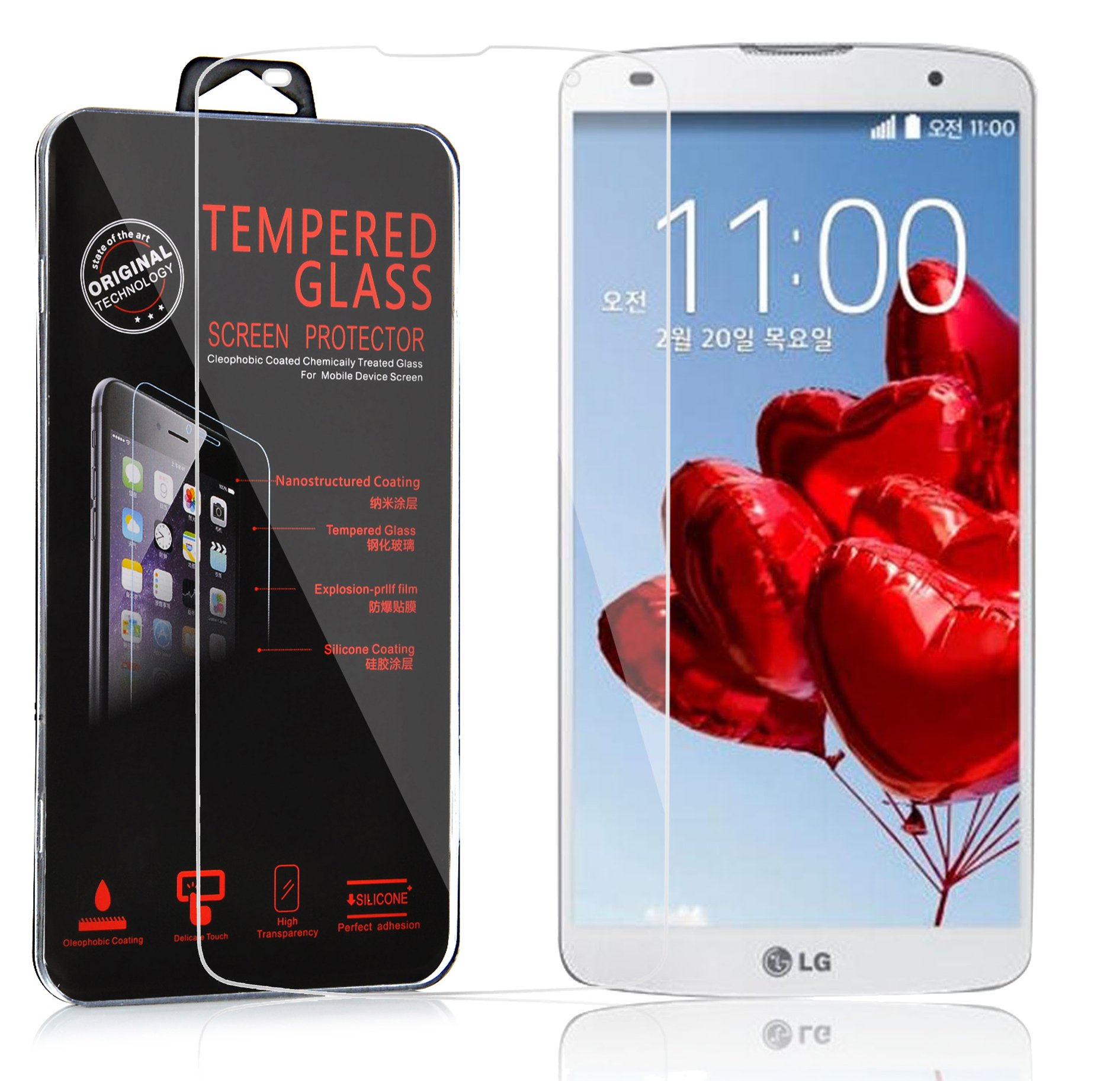 cadorabo Tempered Glass compatible with LG G PRO 2 in HIGH TRANSPARENCY - Screen Protection 3D Touch compatible with 9H Hardness - Bulletproof Display Saver
