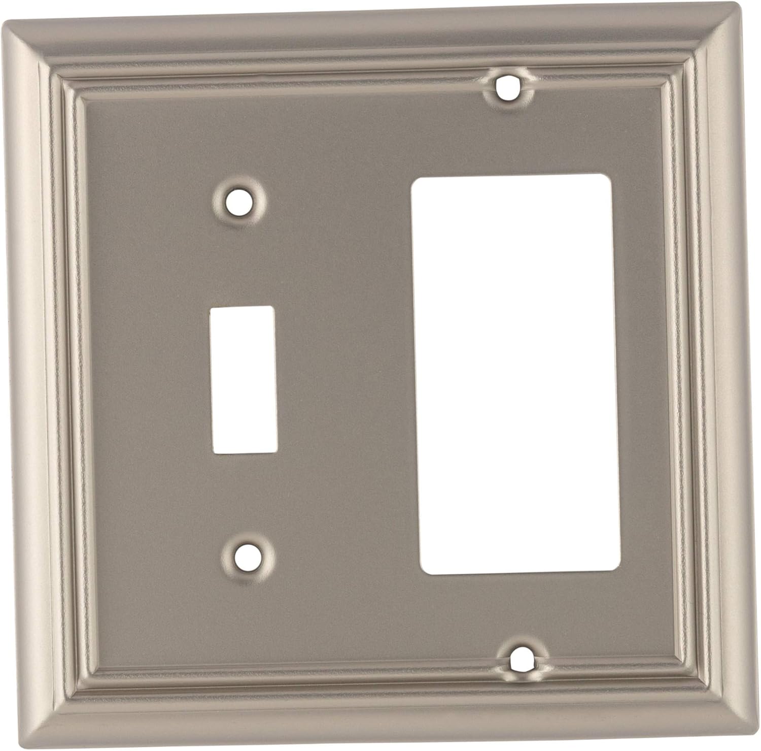 Pack of 4 Wall Plate Outlet Switch Covers by SleekLighting | Decorative Satin Nickel | Variety of Styles: Decorator/Duplex/Toggle / & Combo | Size: 1 Gang Duplex - - 