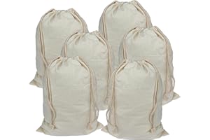 Lontenrea 6 Pcs 12x16 Inches Drawstring Cotton Muslin Bags Reusable Storage Bag (6 Pcs 12"x16")