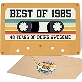 Retro 40th Birthday Card for Men Women, Unique 40th Birthday Gifts for Him Her, Cassette Tape Card for Bday Decoration, Best Vintage Gift Ideas for Husband Wife, Son, Sibling, Friend, Colleague, Boss