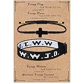 Raicegs WWJD Bracelet Cross String Bracelets for Women Men Christian Gift Jesus Bracelets Faith Religious Easter Christian Jewelry for Women