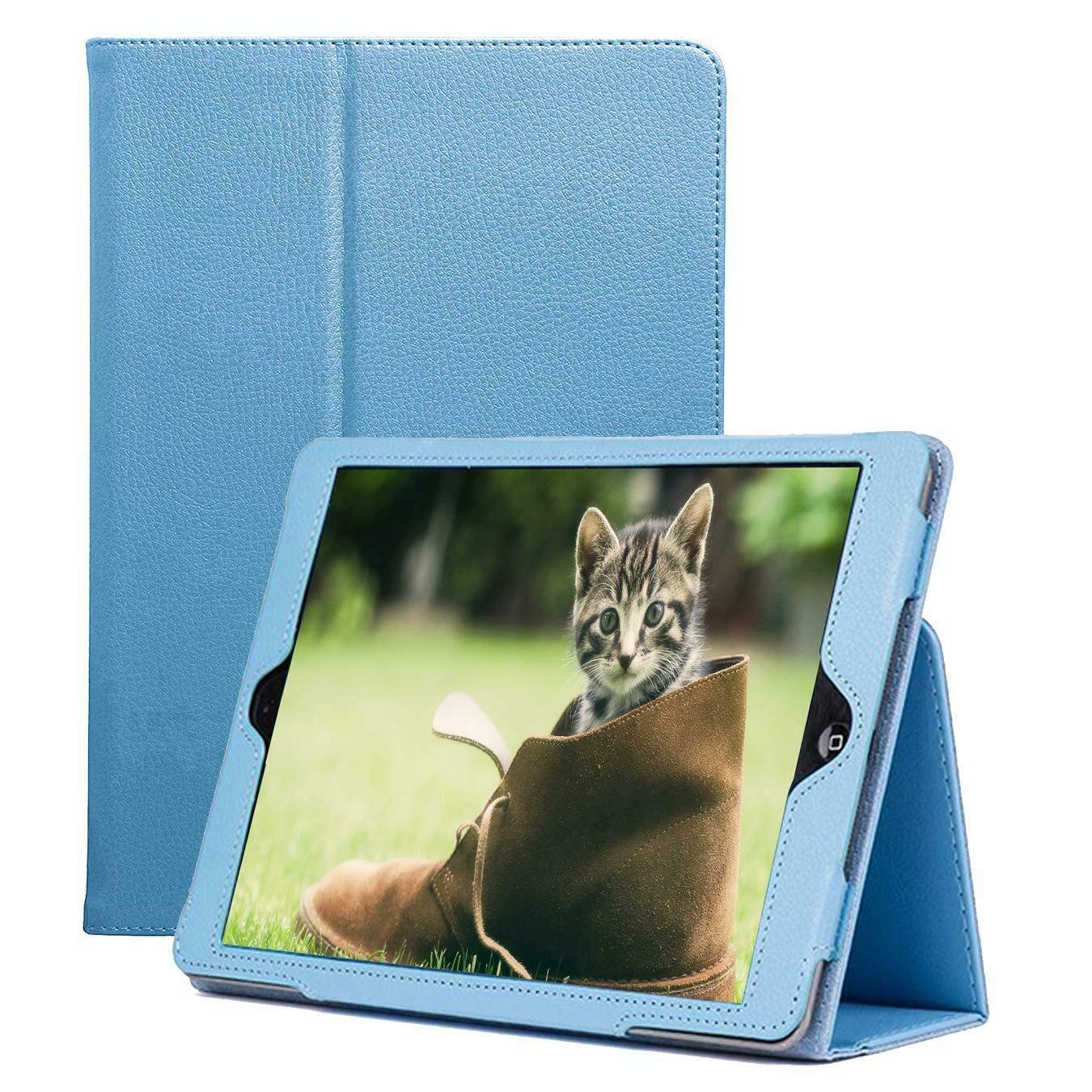 PU Leather Stand Case for iPad Air 1/2 9.7 2017/18 5th/6th Generation Folio Cover (Aqua)