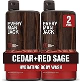 Every Man Jack Nourishing Cedar + Red Sage Mens Body Wash for All Skin Types - Naturally Derived Ingredients - Cleanse and Hydrate Skin with Coconut and Glycerin - 24oz 2 Bottles