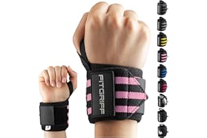 Fitgriff® Wrist Wraps for Weightlifting (18") Heavy-Duty Support for Gym, Bench Press, and Pushups (1 Pair) - for Men and Women