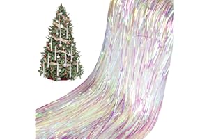 succulentlovers 22 Inch Christmas Tree Icicles Tinsel, 6000 Strands White Tinsel Foil Fringe Icicles, Shiny Iridescent Icicle Tinsel Strands for Xmas Tree Holiday Birthday Party Wedding Decorations