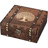 AW BRIDAL Wedding Keepsake Box with Tree of Life Engraved, Wood Decorative and Storage Boxes, Bridal Shower Gifts for Bride, Engagement Gifts for Couples Newly Engaged, Anniversary Marriage Presents