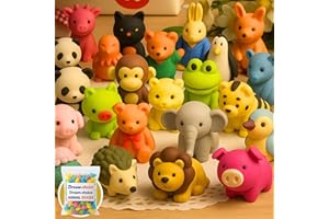 DREAM CHOICE Erasers for Kids 30 pcs Fun Erasers Creative Desk Pets Cute Erasers for 3 Years Above Childs Classroom Mini erasers for Kids- Bulk erasers for School Rewards Prizes Mixed Color-Animal Erasers