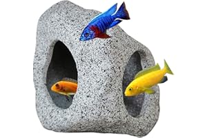 SpringSmart Aquarium Hideaway Rock Cave for Aquatic Pets to Breed, Play and Rest, Safe and Non-Toxic Ceramic Fish Tank Ornaments, Decor Stone for Betta