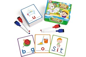 Coogam CVC Sight Words Flashcards, Short Vowel Spelling Game, Preschool Kids Learning Sight Words Supplies, Montessori Educat