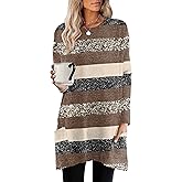 XIEERDUO Womens Tunic Tops Long Sleeve Crew Neck High Low Hem Loose Fit Shirts Blouses with Pockets