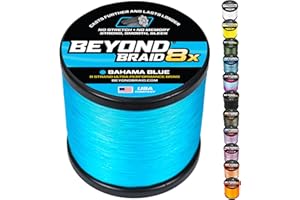 Beyond Braid Braided Fishing Line -Super Strong - Abrasion Resistant - No Stretch -Blue Camo, Moss Camo, White, Green, Pink, 
