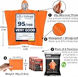 aZengear 4pc Survival Poncho Thermal Mylar Blanket Hooded Waterproof Windproof view 2