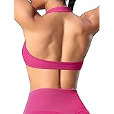 OMKAGI Halter Sports Bras for Women Open Back Workout Bras Padded Yoga Bra Gym Tops