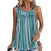 CHICGAL Womens Summer Tank Tops Sleeveless T Shirt Casual Loose Fit Tunic Blouses