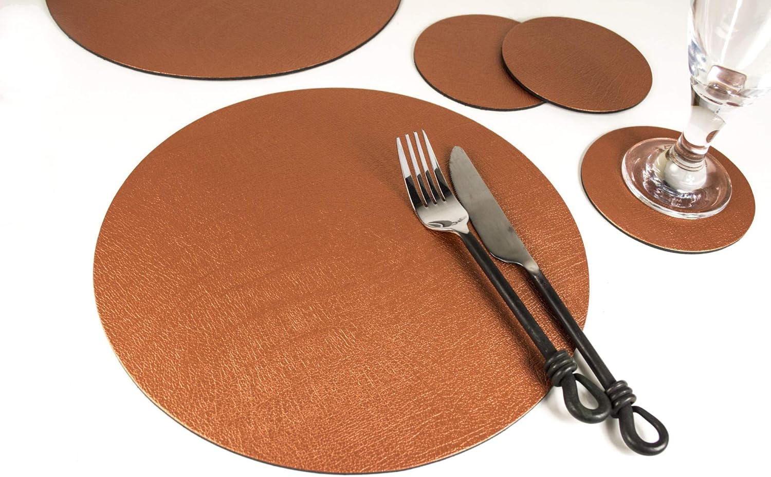 Set of 8 ARTISAN COPPER Bonded Leather PLACEMATS UK Made TABLE MATS