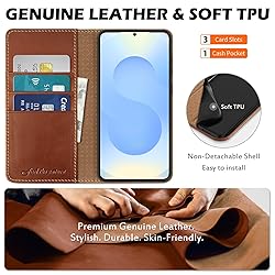 SHIELDON Case for Galaxy S25 6.2", Genuine Leather