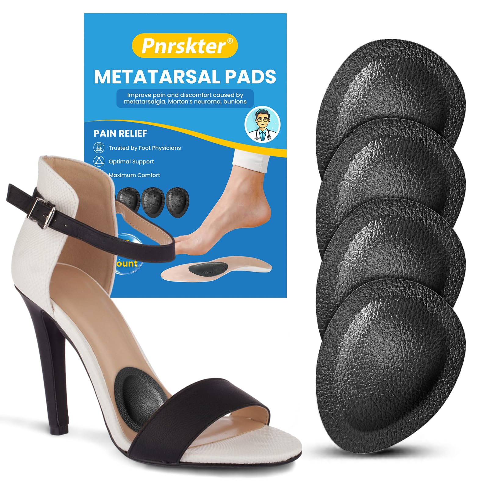 Metatarsal Pads for Women Men, 2 Pairs Ball of Foot Cushion Pads, Breathable Soft Mortons Neuroma Pads, Metatarsal Support, Foot Cushions Relieve Metatarsalgia, Mortons Neuroma, Forefoot Pain