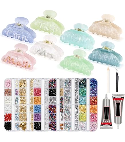 Amazon.com : Kathfly 8 Sets DIY Hair Claw Clips Kit Acrylic  display picture 1