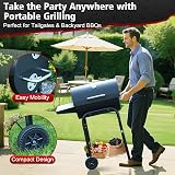 Sunlifer Charcoal BBQ Grill Smoker Barrel Portable Large view 3