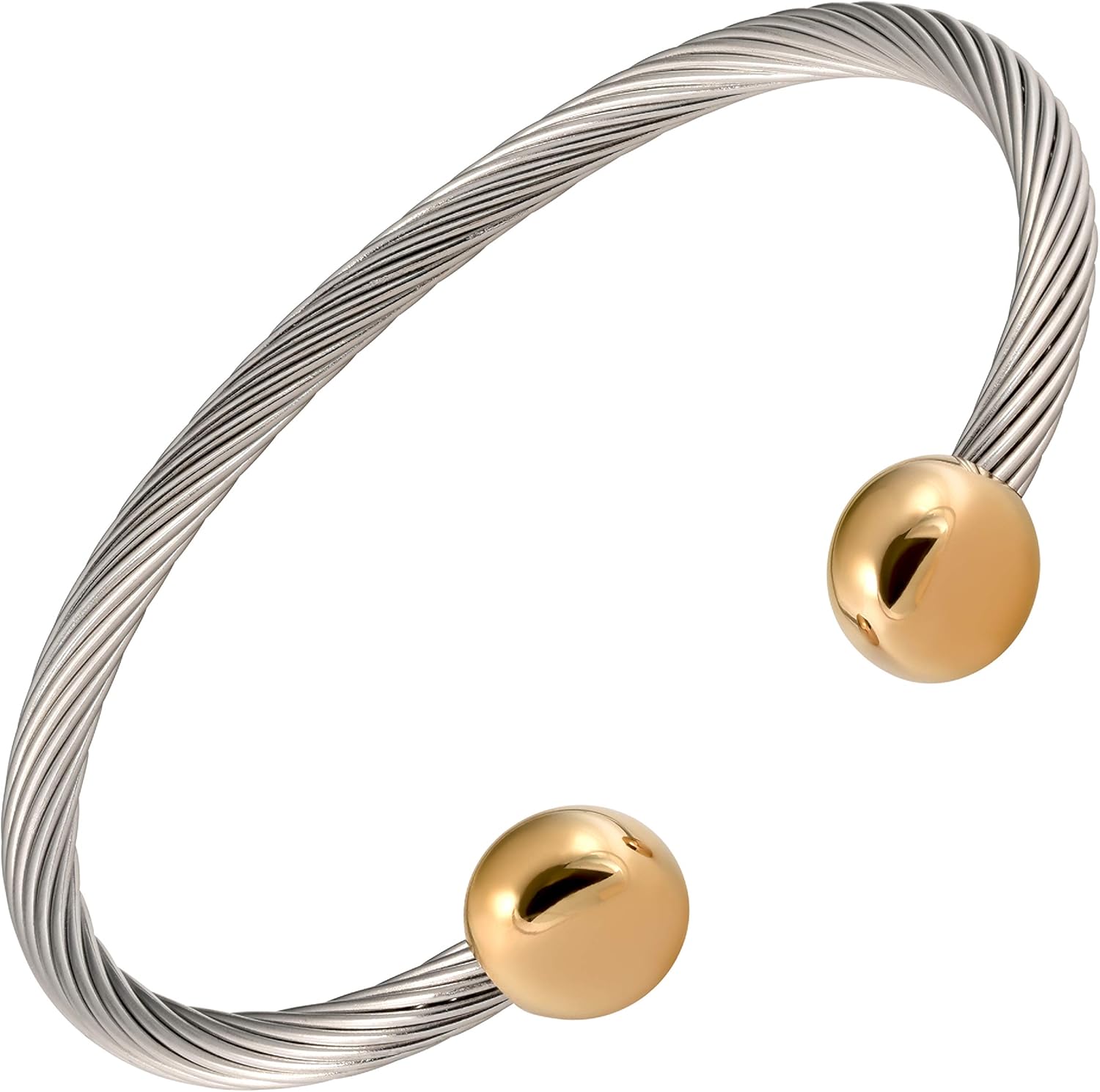 MAGNETJEWELRYSTORE 2-Tone Stainless Steel Magnetic Therapy Bracelet: Health & Personal Care