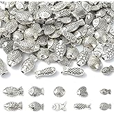 KitBeads 100Pcs 10 Styles Tibetan Fish Beads Sea Ocean Animal Beads Antique Metal Fish Spacer Beads for Jewelry Making Bracelets Crafts Bulk