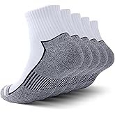 FYTUTESE Ankle Socks for Men with Cushion 5 Pack Men's Athletic Cushioned Running Cotton Sports Quarter Socks