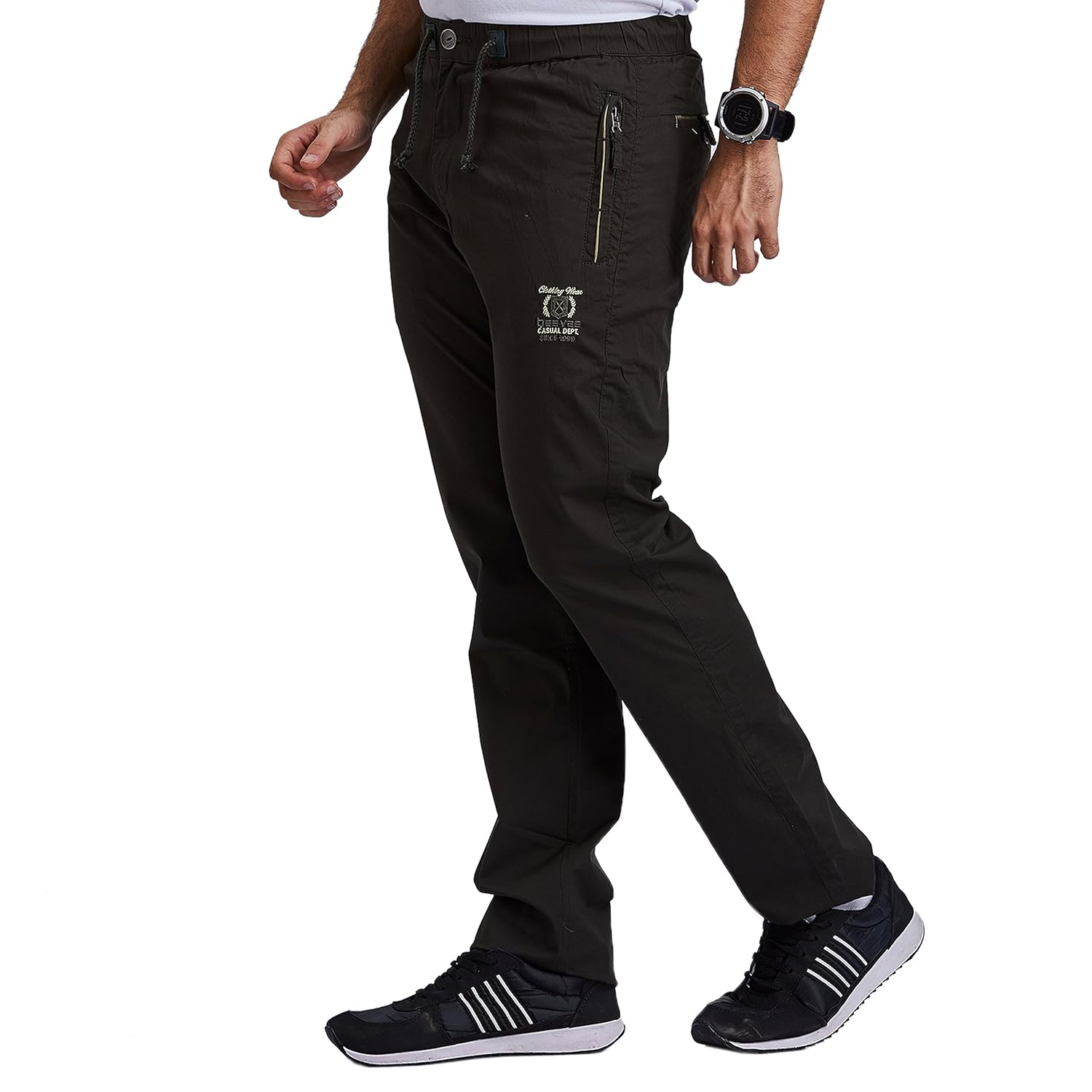 beevee men olive elasticated pyjamas with drawstring