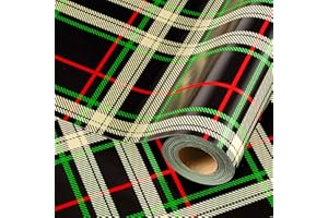 Homeral Christmas Wrapping Paper Roll with Green and Black Plaid