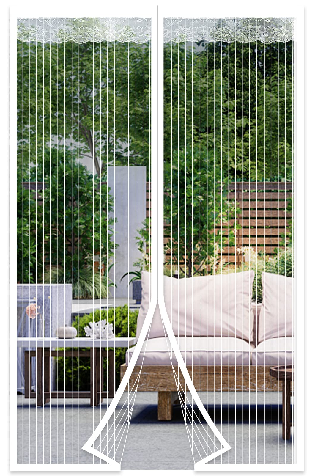 DIKER Magnetic Fly Screen Door, Fly Nets for Doors 90 X 220cm, Door Fly Screen, Screen Mesh Insect Protection Door No Gap, Easy to Install Without Drilling, Keep Bugs Out Lets Fresh Air in, White