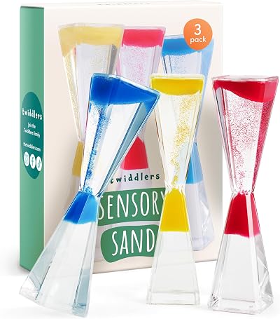 THE TWIDDLERS 3 Sensory Anti-Gravity Hourglasses 5 Min Liquid Motion Timers