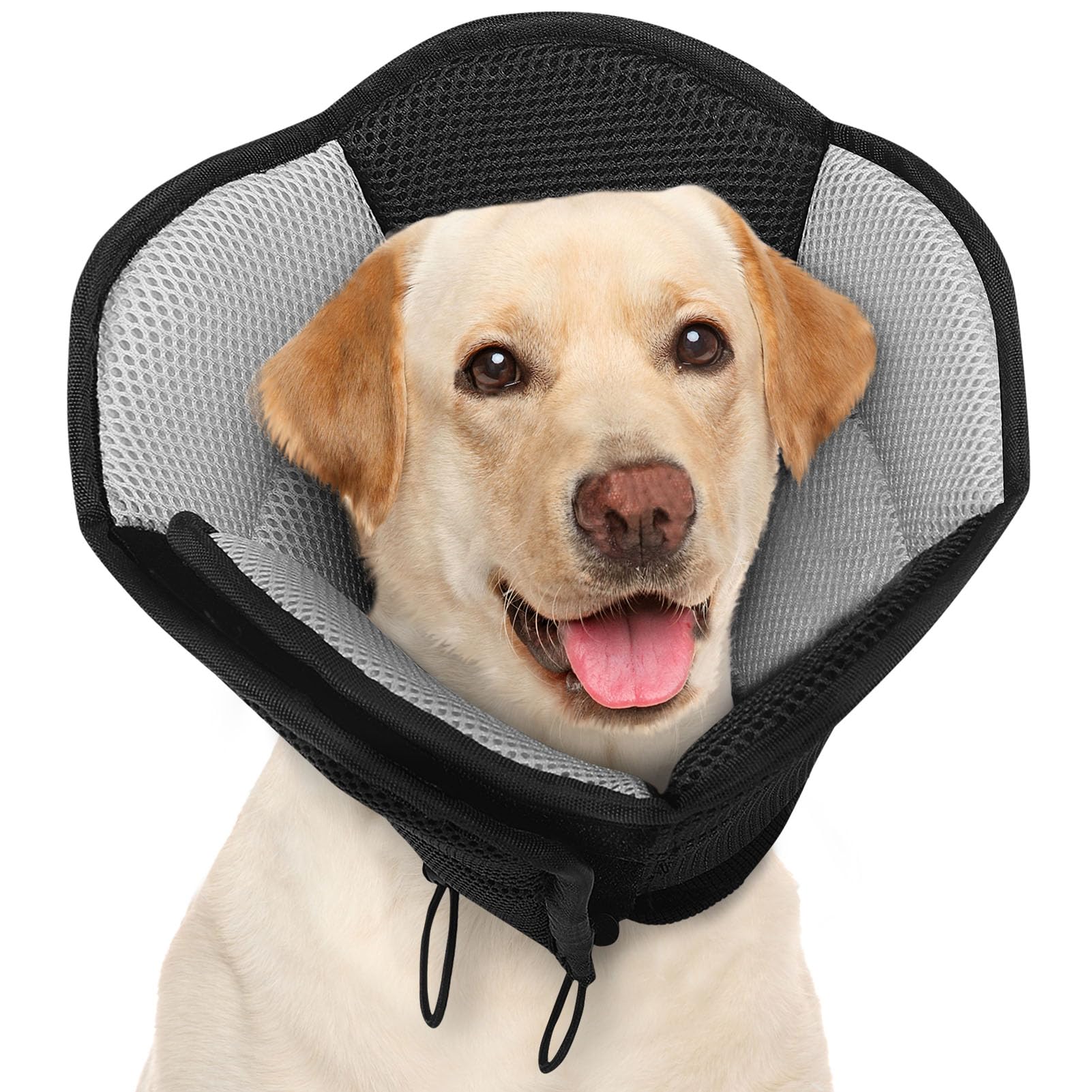 AOFITEE Dog Cones for Large Dogs, Soft Cone for Dogs to Stop Licking, Adjustable Large Dog Cone Collar After Surgery, Breathable Pet Recovery Cones Elizabethan Collars for Wound Healing, Black X-Large