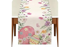 Easter Table Runner, Floral Egg Easter Decorations, 13x72Inch Spring Table Runner, Suitable for Indoor and Outdoor Holiday Pa