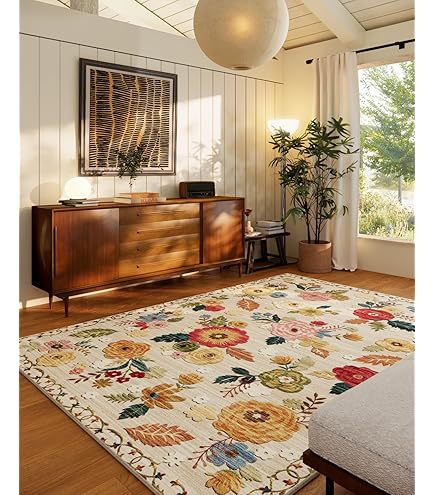 YesRug Area Rug 5x7 For Living Room Green Boho Non-Slip - View #7
