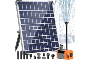 Antfraer Solar Pond Pump, 25W Solar Water Pump with 410GPH Adjustable Flow, Solar Fountain Pump 6.6FT Tubing/16.5FT Cord for Garden, Fish Ponds, Waterfall, Fountain Water Features