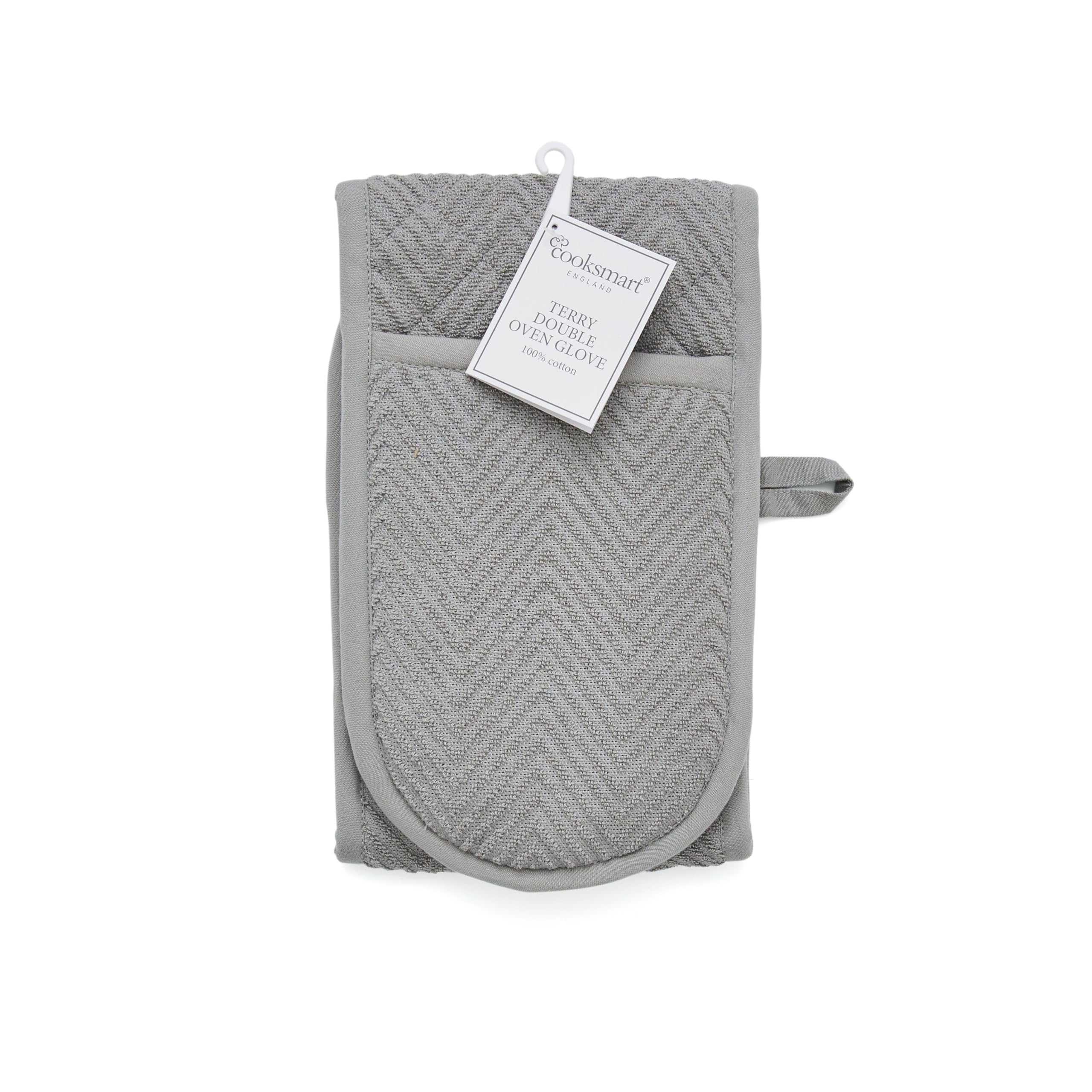 Cooksmart Chevron Double Oven Gloves Heat Resistant | British Designed Heat Resistant Oven Gloves | Modern Oven Mitt & Potholder for Home Cooking | Maximum Heat Protection Kitchen Oven Gloves