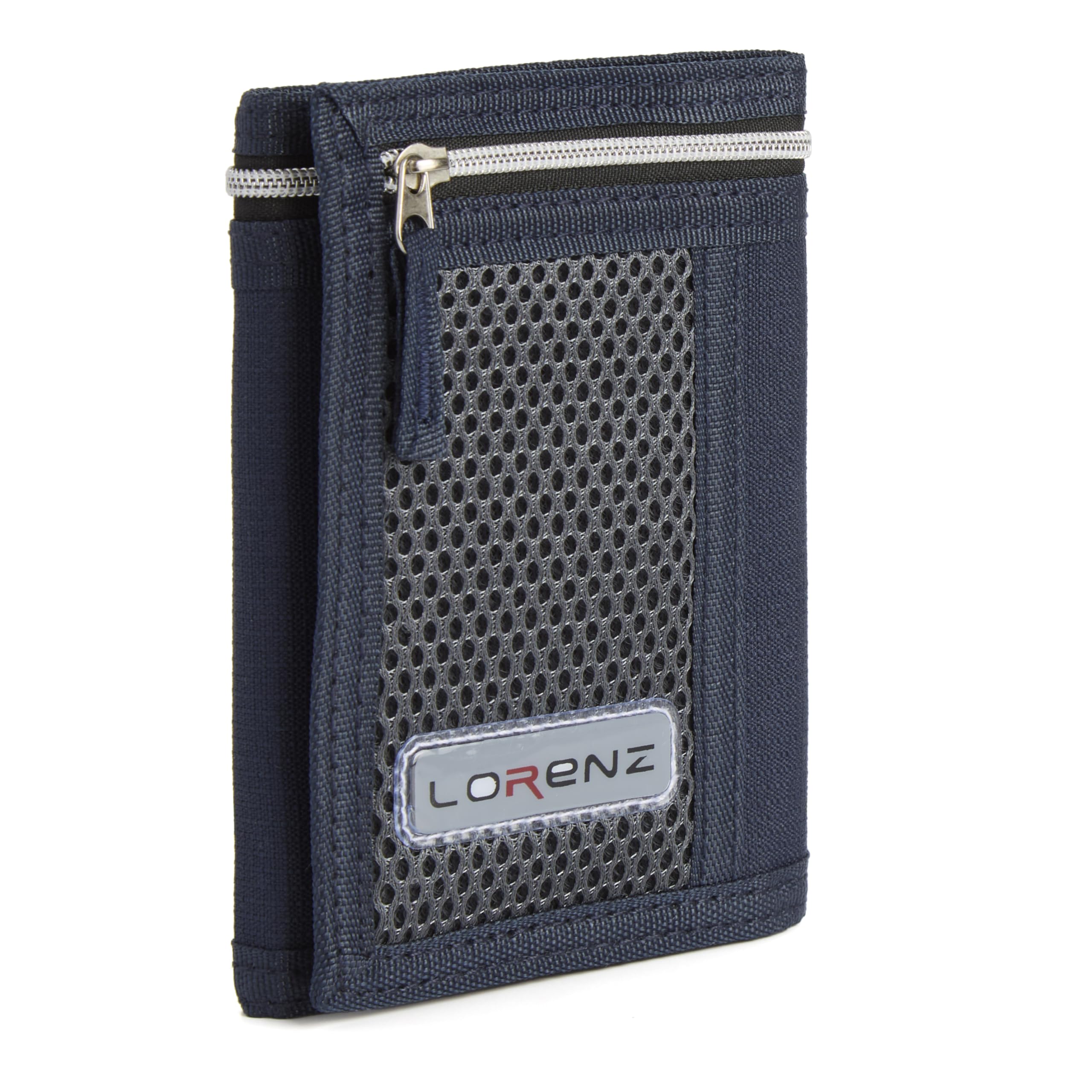 Woodland Leathers Sports Wallets for Boys, Trifold Men Canvas Wallet with Coin Pocket and Credit Card Holder, Waterproof Teenagers Folder Wallet with Chain, Hook or Classic (Sport, Navy)