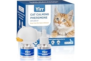 Yirr Cat Calming Diffuser, Therapet MD Cat Diffuser, Cat pheromone Plug In, Cat Diffuser Calming Multicat, Relaxing Pheromone for Cat Relief Stress Anxiety Fighting Scratching, 1Diffuser 2Refill(48ml)