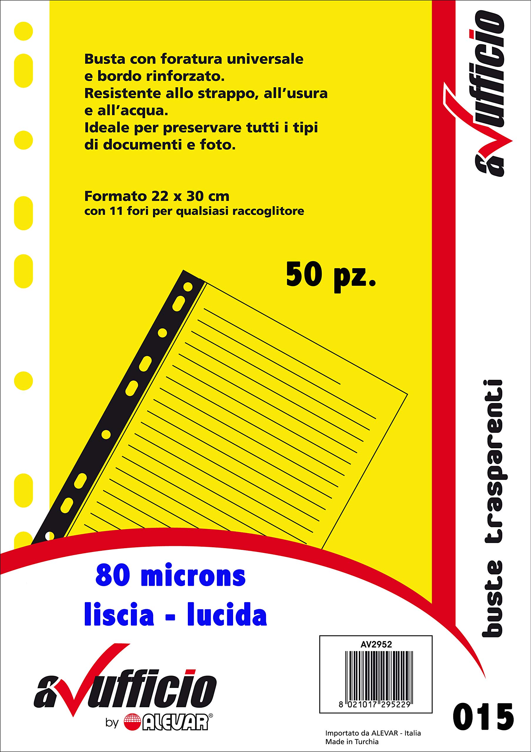 Alevar 2952/WH80LIS Transparent Punched Pockets