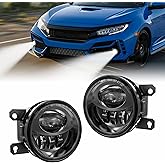 GXENOGO LED Fog Lights Assembly Compatible with 2013-2021 Honda Civic 2013-2015 Accord 2015-2020 Fit 2019-2020 HR-V DOT Appro