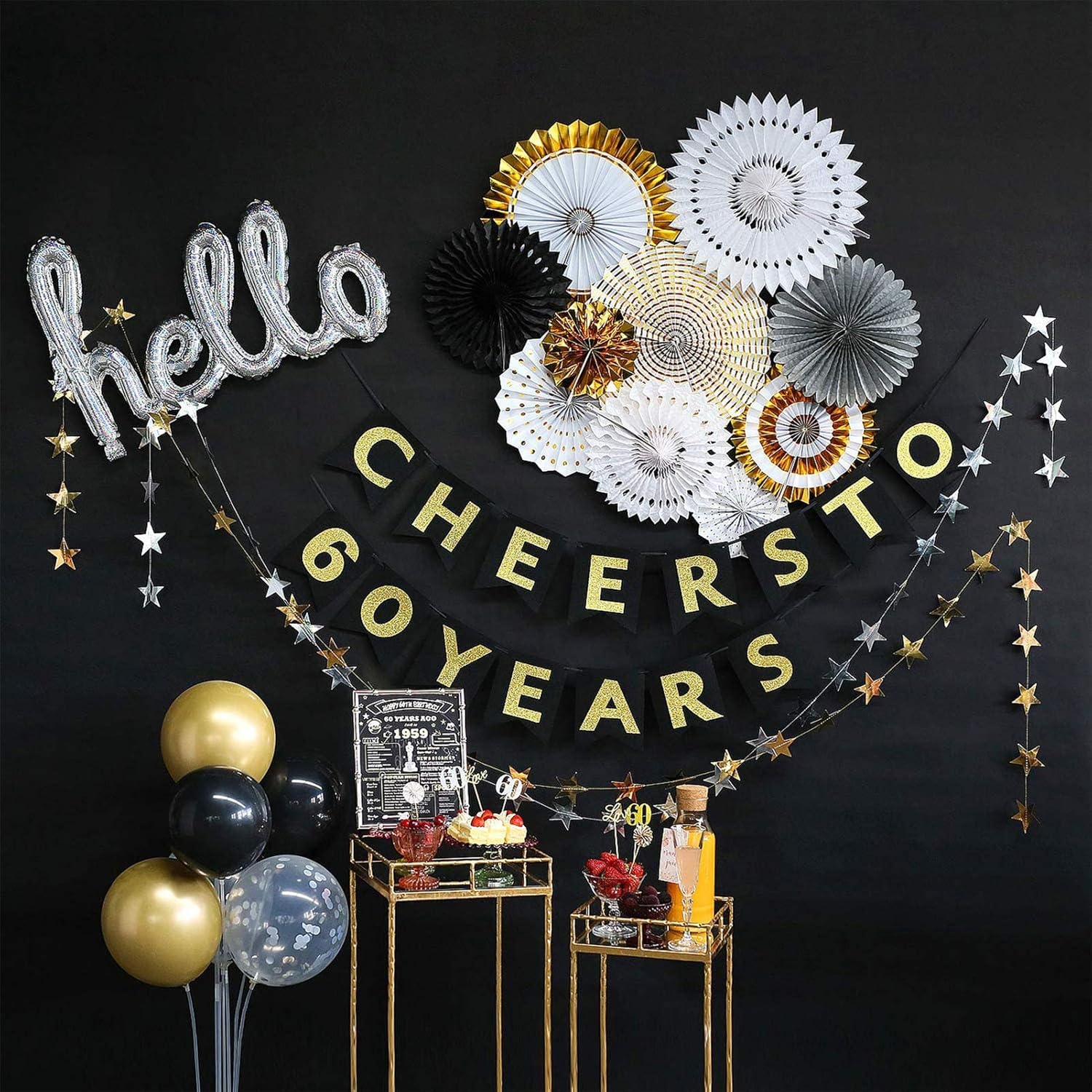 60th Birthday Decorations by Hombae, 60th Bday Décor for Women or Men, BACK IN 1960 SIGN, 60th Wedding Anniversary Decorations, 60 Years Old Party Supplies, Cheers to 60 Years Banner