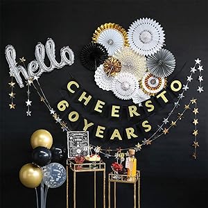 60th Birthday Decorations by Hombae, 60th Bday Décor for Women or Men, BACK IN 1960 SIGN, 60th Wedding Anniversary Decorations, 60 Years Old Party Supplies, Cheers to 60 Years Banner
