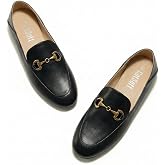 GotSoft Womens Lambskin Insole Loafers Slip on Flats Metal Chain Shoes | Comfortable Closed Round Toe Flat Loafer Classic Dress Shoes for Party Office Work and Daily Wear