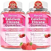 1200mg Calcium Citrate Gummies - Chewable Calcium Gummies for Bone, Muscle, Teeth, Immune Support, High Absorption Calcium Supplements for Women & Men Sugar Free Strawberry Flavor 120 Count
