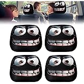 TQBAJ 4PCS Funny Cartoon Car Headrest Covers,Cute Funny Cartoon Eyes Car Headrest Covers Breathable Fabric, Car Seat Head Rest Protector for Auto Front Seat Rest Decoration