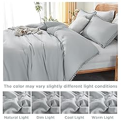 annadaif Light Grey Comforter Set Full Size, Pom
