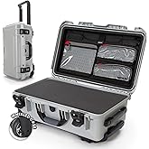 NANUK 935 Hard Case with Cubed Foam and Lid Organizer – Waterproof Protective Equipment Case with Wheels, 22” x 14” x 9” – Dustproof, Airline Carry-On Approved – Silver
