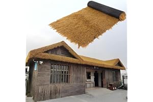 Simulated Thatch Palm Leaf Roofing Tiles – Durable PE/PP Artificial Straw Roof for Tiki Bars, Gazebos, Patios, UV & Weather-R