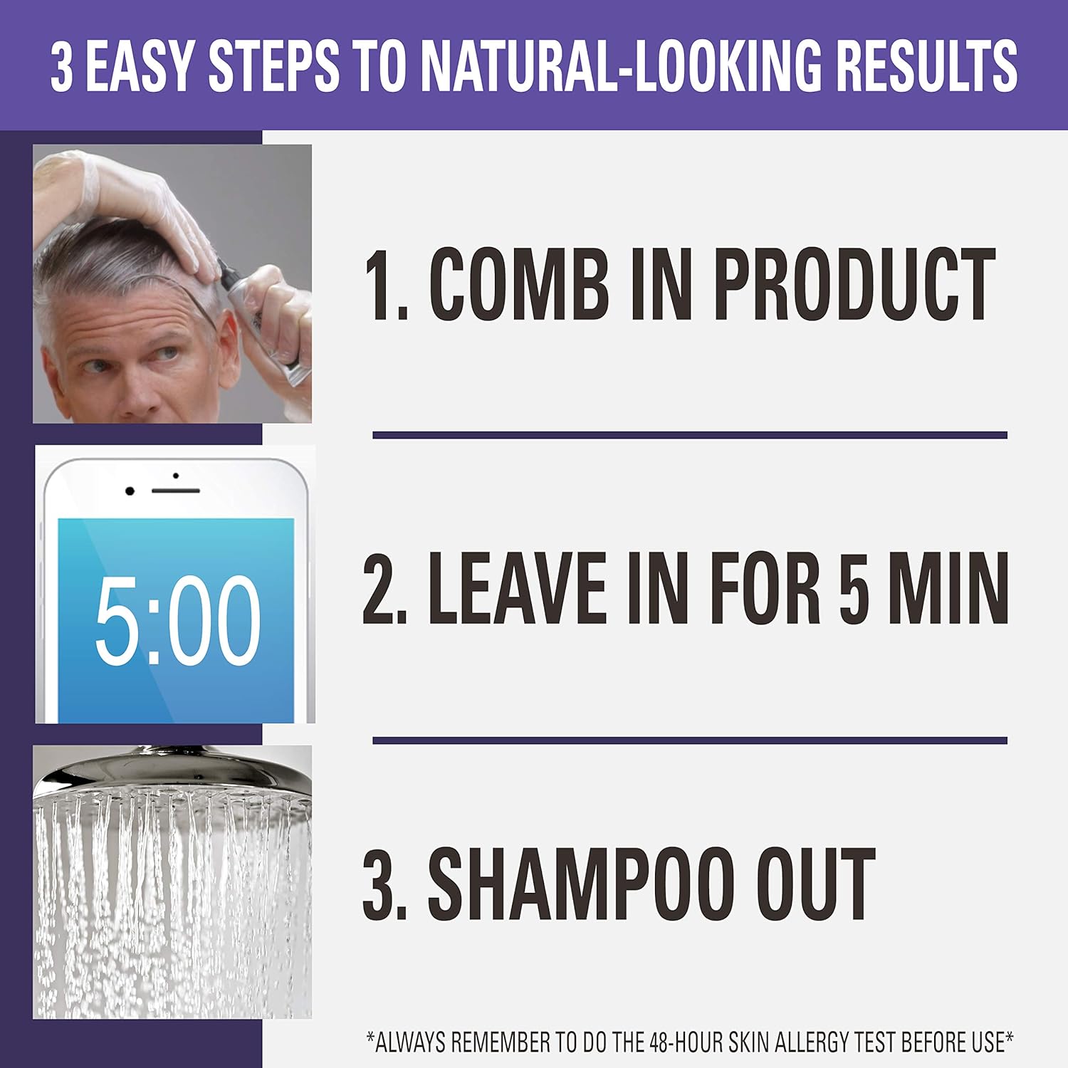 Just For Men Touch of Gray, Gray Hair Coloring for Men with Comb Applicator, Great for a Salt and Pepper Look - Black, T-55 - Pack of 3 (Packaging May Vary) : Chemical Hair Dyes : Beauty
